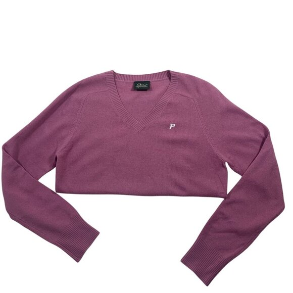 PEAK PERFORMANCE women pink golf v-neck 100% Lambswool Pullover Sweater Size L - Picture 7 of 16